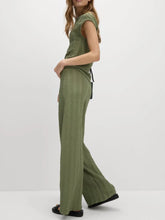 Round Neck Cap Sleeve Top and Pants Set OutfitFlow